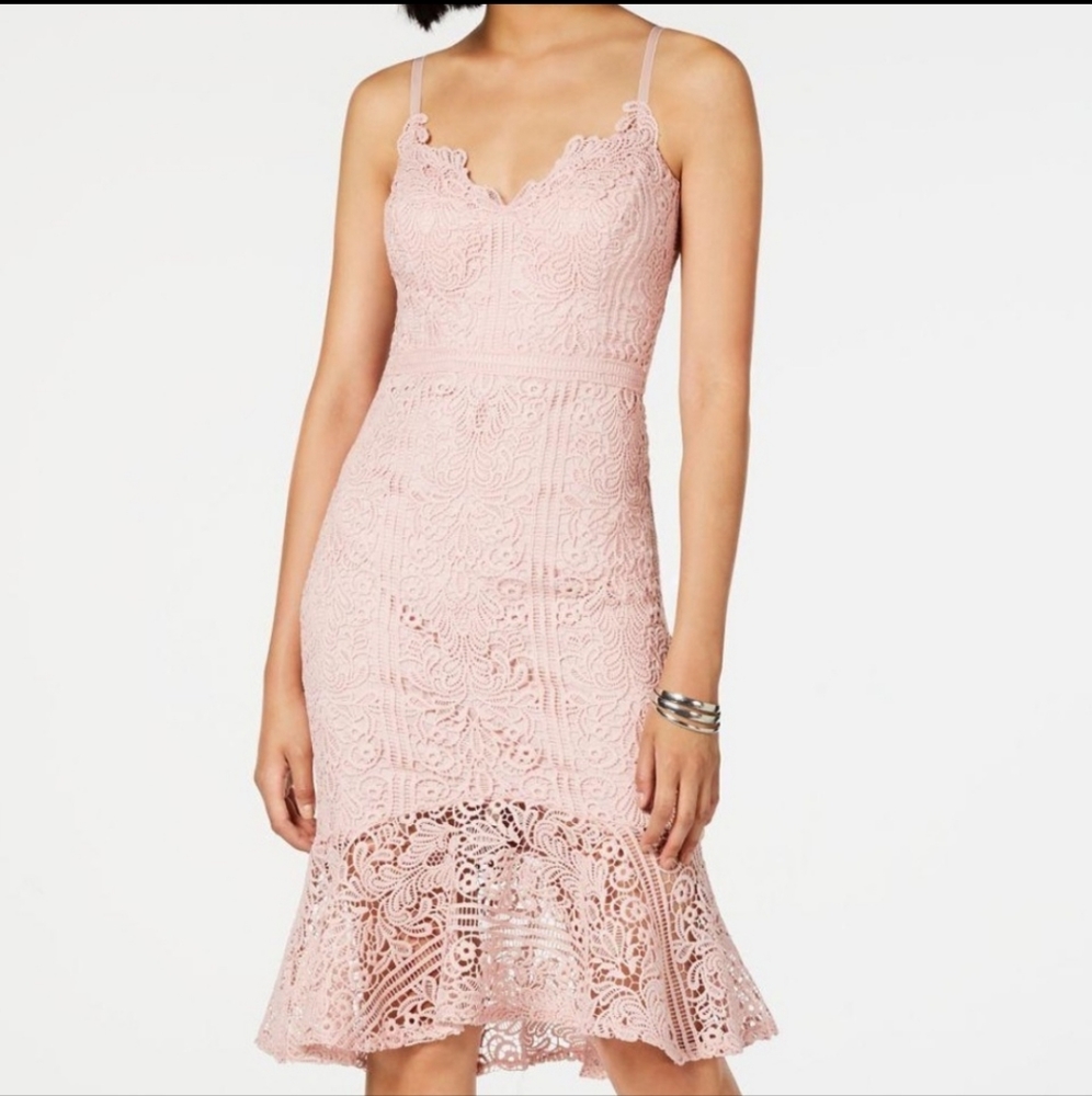 Guess flounce hem dress pink